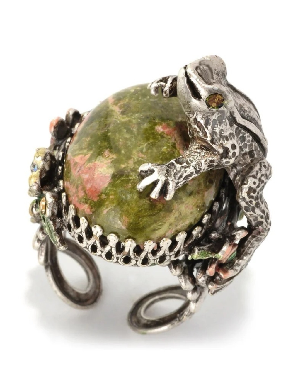 Silver Sculpture Frog Ring by Sweet Romance Jewelry